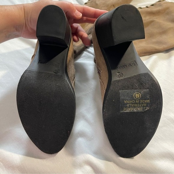 NEW! TOP MODA ZOLA 22-inch Over-the-Knee Lace Up Taupe Faux Suede Boots, 6.5 - Picture 3 of 9